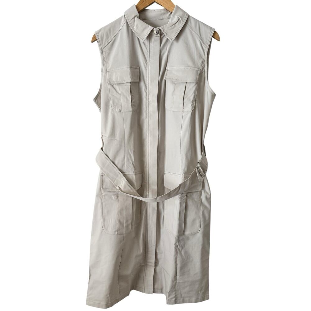 NWT Anatomie Mallory Utility Travel Midi Dress Size Large Stone Cargo Pockets - Picture 3 of 8